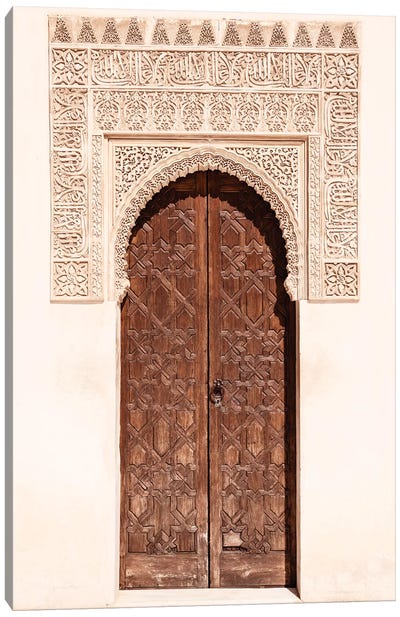 Arab Door in the Alhambra Canvas Art Print - Castle & Palace Art