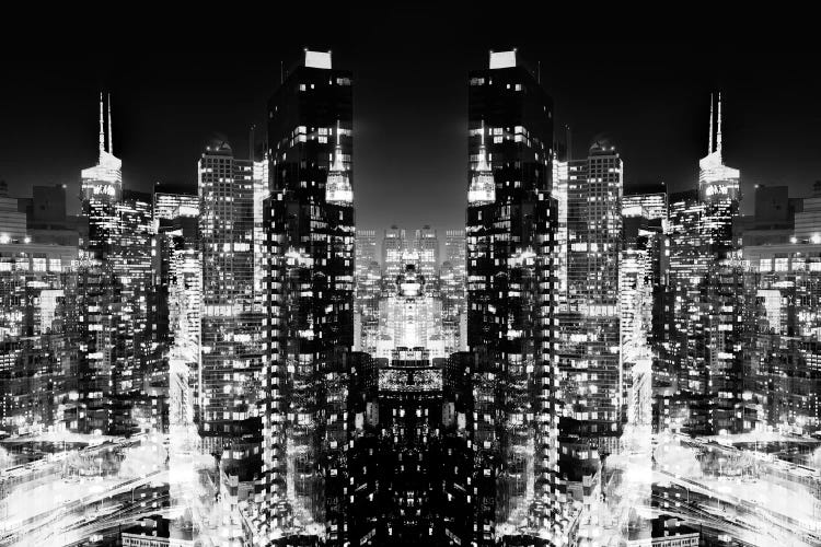 Skyline at Night - BW