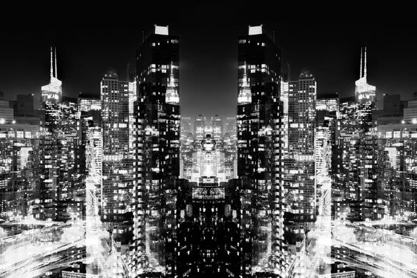 Industrial: Skyline at Night - BW by Philippe Hugonnard