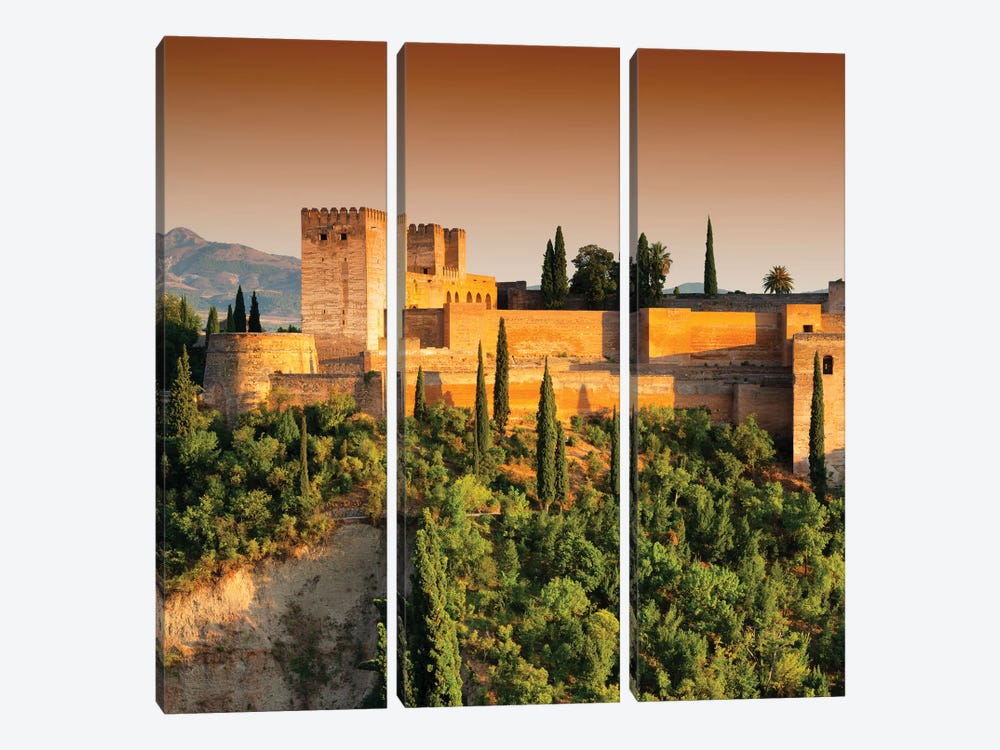 Sunset over The Alhambra by Philippe Hugonnard 3-piece Canvas Wall Art