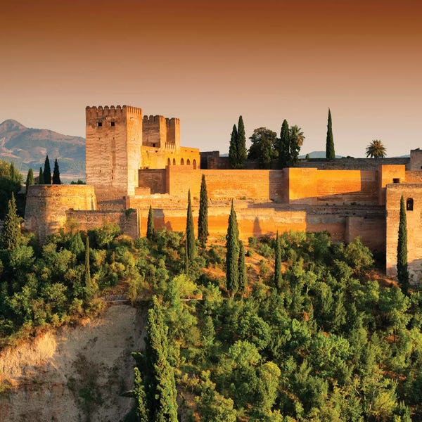 Cypress Trees: Sunset over The Alhambra by Philippe Hugonnard