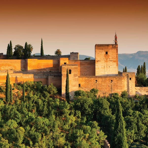 Cypress Trees: Sunset over The Alhambra III by Philippe Hugonnard