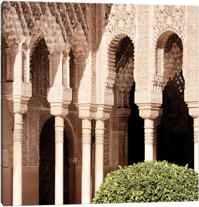 Arabic Arches in Alhambra Canvas Art Print - Castle & Palace Art