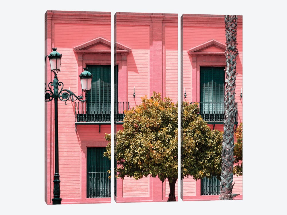 Spanish Pink Architecture by Philippe Hugonnard 3-piece Canvas Art Print