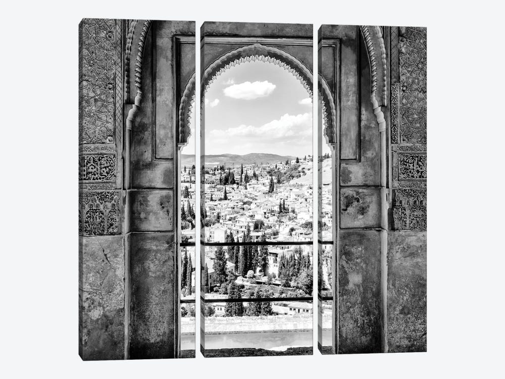 View of the city of Granada B&W by Philippe Hugonnard 3-piece Canvas Artwork