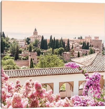 Flowers of Alhambra Gardens Canvas Art Print - Castle & Palace Art