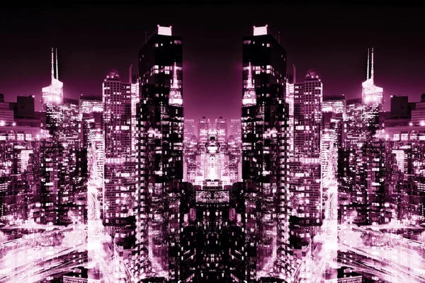 Double Exposure Photography: Skyline at Pink Night by Philippe Hugonnard