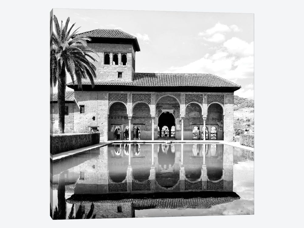 The Partal Gardens of Alhambra in B&W by Philippe Hugonnard 1-piece Canvas Wall Art