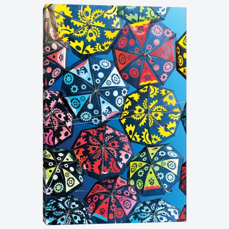 Colourful Umbrellas Sky Canvas Print #PHD585} by Philippe Hugonnard Canvas Art