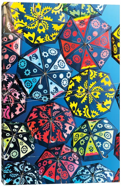 Colourful Umbrellas Sky Canvas Art Print
