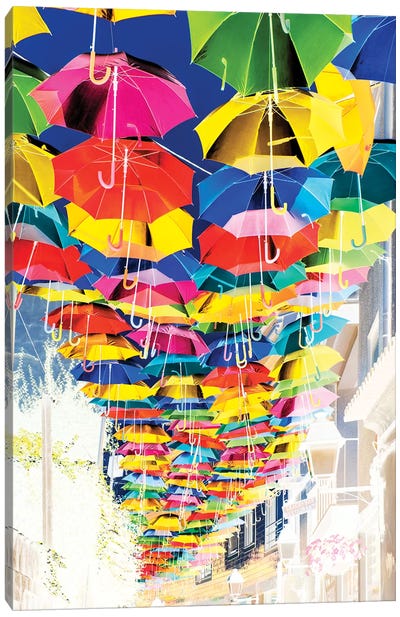 Colourful Umbrellas Sky II Canvas Art Print