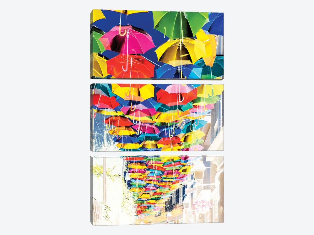 Colourful Umbrellas Sky II by Philippe Hugonnard 3-piece Canvas Wall Art