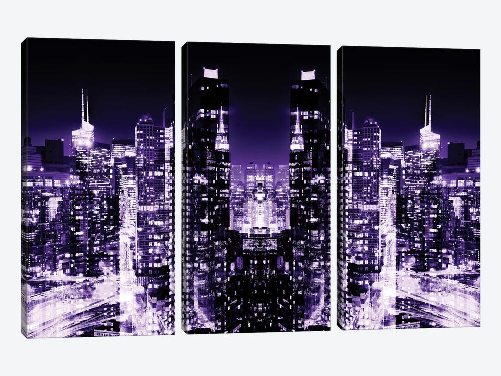 Skyline at Purple Night by Philippe Hugonnard 3-piece Canvas Print