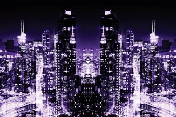 Large Photography - Canvas Prints: Skyline at Purple Night by Philippe Hugonnard