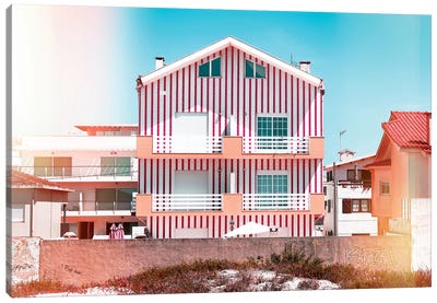 Red Striped House Canvas Art Print