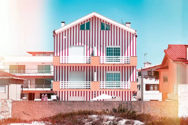 Red Striped House Landscape