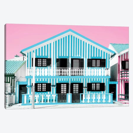 Blue Striped House Canvas Print #PHD595} by Philippe Hugonnard Canvas Art Print