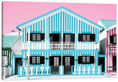 Blue Striped House Canvas Art Print - Welcome to Portugal