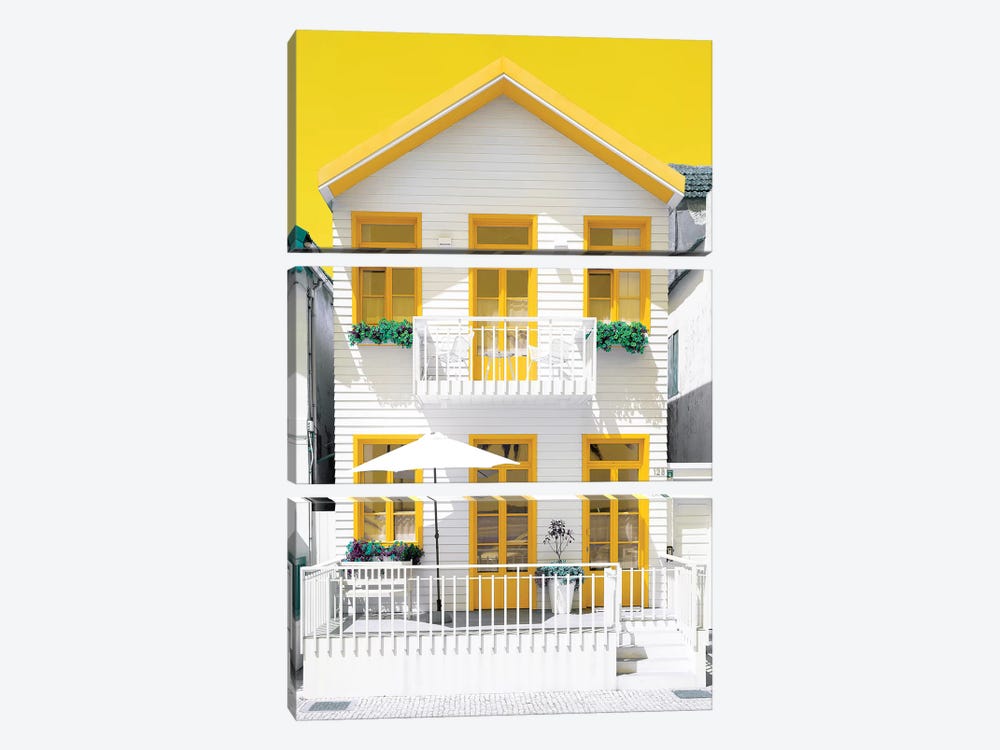 White House and Yellow Windows 3-piece Canvas Print
