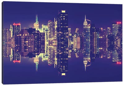 Manhattan Skyline Canvas Art Print - Double Exposure Photography