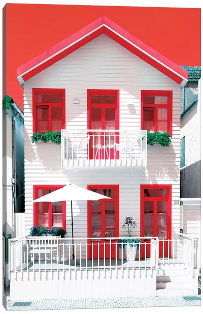 White House and Red Windows Canvas Art Print