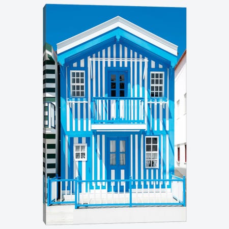 Blue Striped House - Costa Nova Canvas Print #PHD601} by Philippe Hugonnard Canvas Wall Art