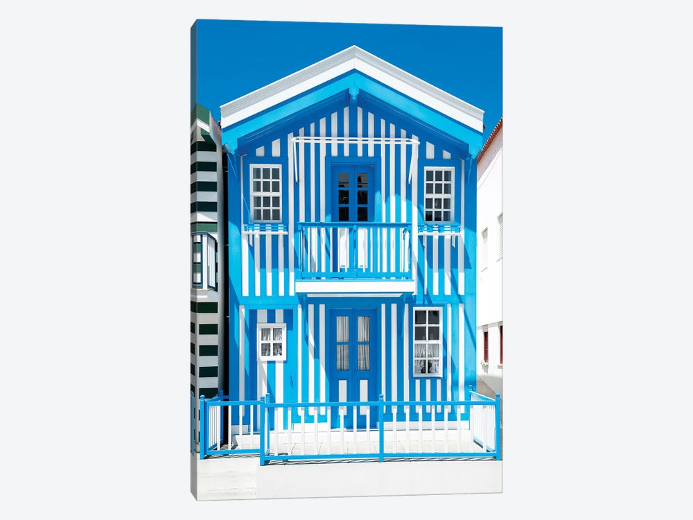 Blue Striped House - Costa Nova by Philippe Hugonnard 1-piece Canvas Art Print