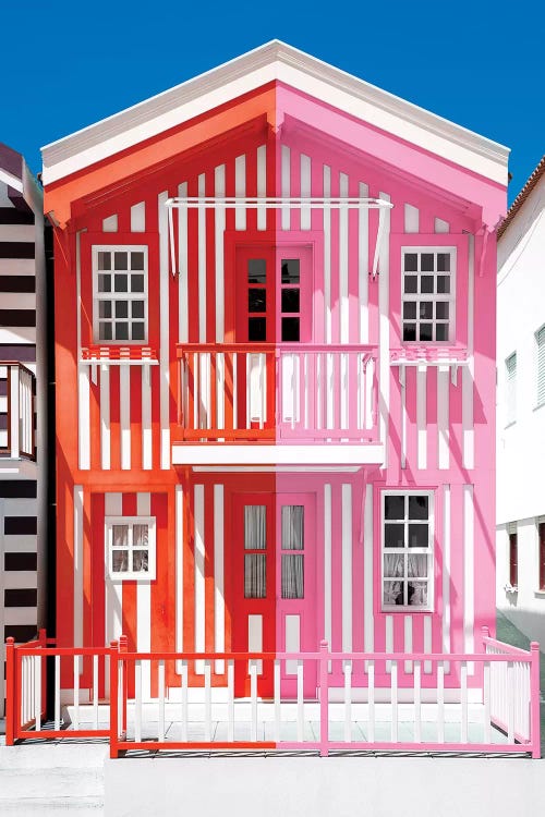 Colorful Striped House Red & Pink