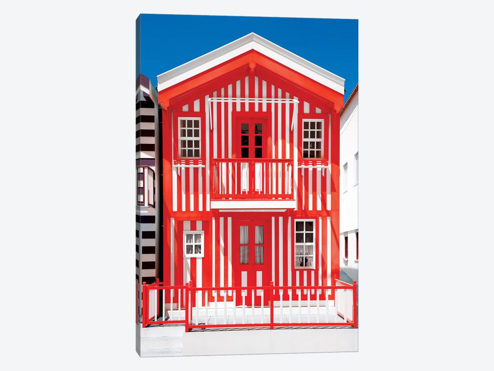 Red Striped House  by Philippe Hugonnard 1-piece Canvas Wall Art