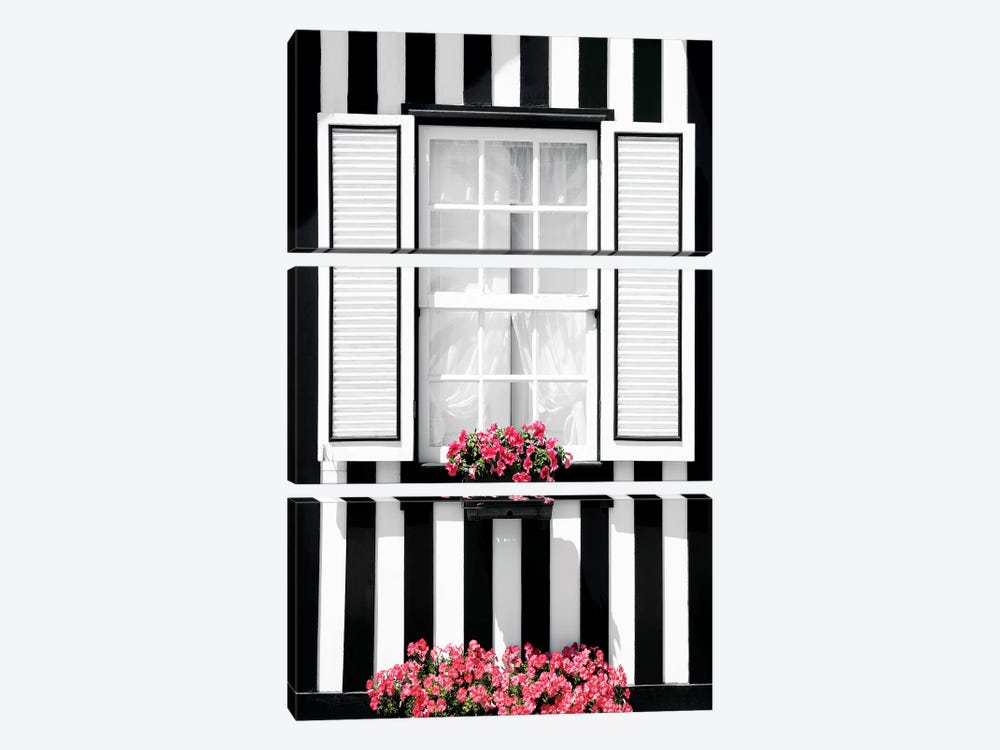 Black and White Striped Window by Philippe Hugonnard 3-piece Canvas Art Print