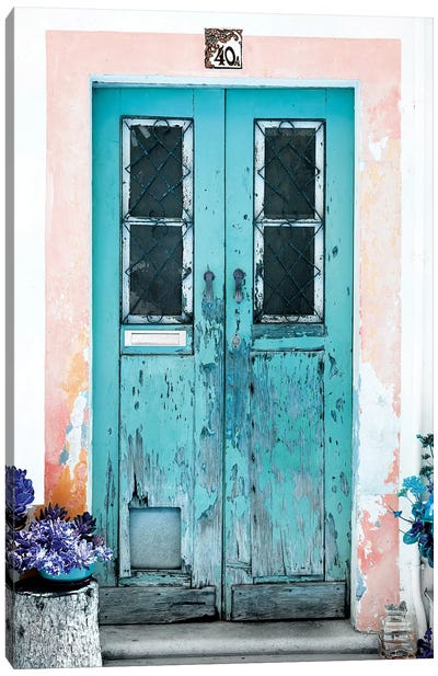 Old Turquoise Door Canvas Art Print - Philippe Hugonnard