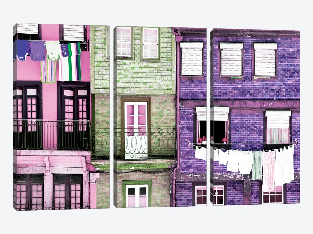 Beautiful Colorful Traditional Facades by Philippe Hugonnard 3-piece Canvas Artwork