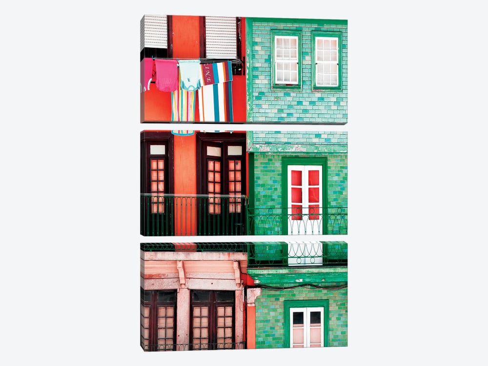 Colourful Facades in Porto 3-piece Art Print
