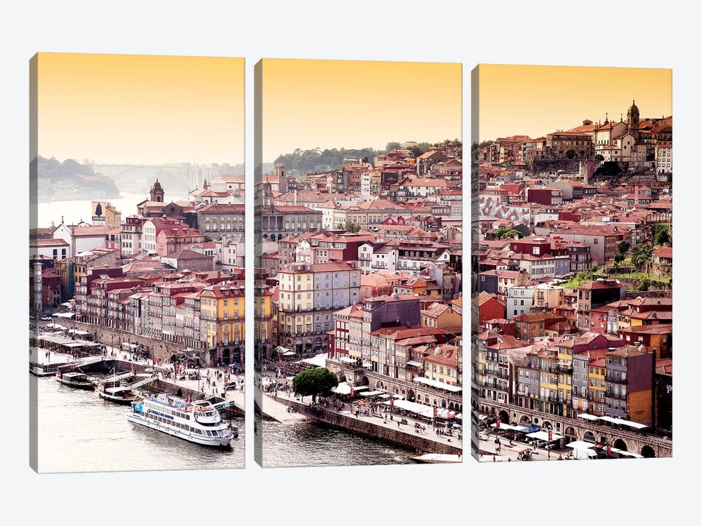 Ribeira View at Sunset - Porto by Philippe Hugonnard 3-piece Canvas Wall Art