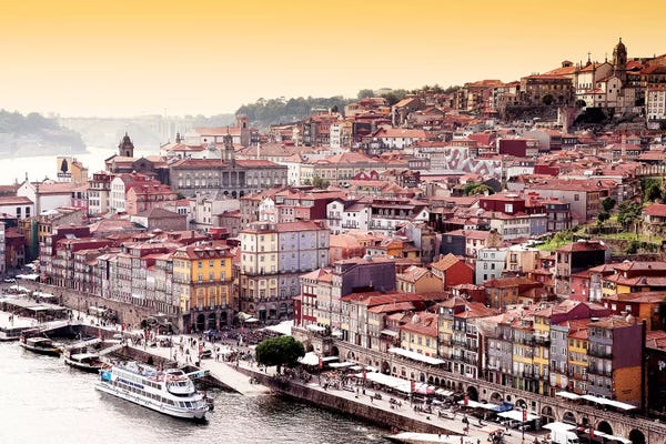 Coastal Villages & Towns: Ribeira View at Sunset - Porto by Philippe Hugonnard