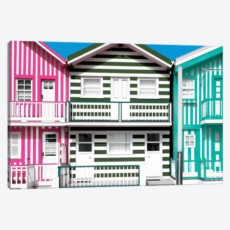 Three Houses with Colorful Stripes Canvas Print #PHD612} by Philippe Hugonnard Canvas Print