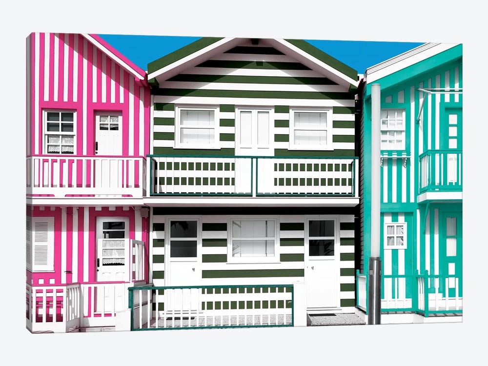 Three Houses with Colorful Stripes by Philippe Hugonnard 1-piece Canvas Art Print