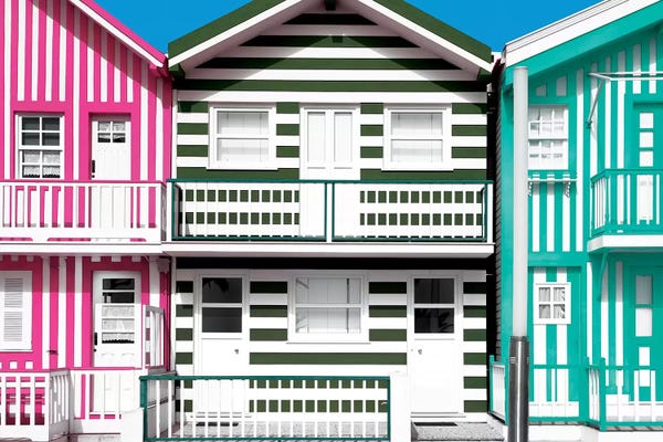Costa Nova: Three Houses with Colorful Stripes by Philippe Hugonnard