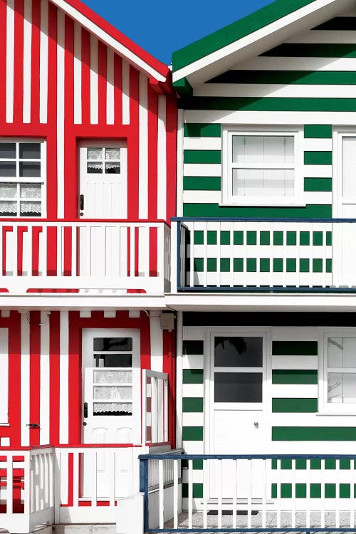 Two Striped Facade Red & Green