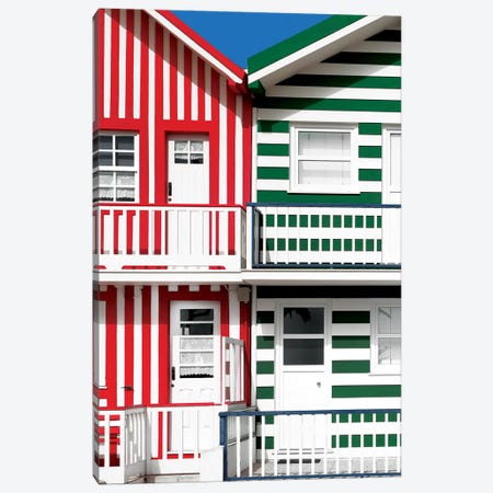 Two Striped Facade Red & Green Canvas Print #PHD613} by Philippe Hugonnard Canvas Art Print