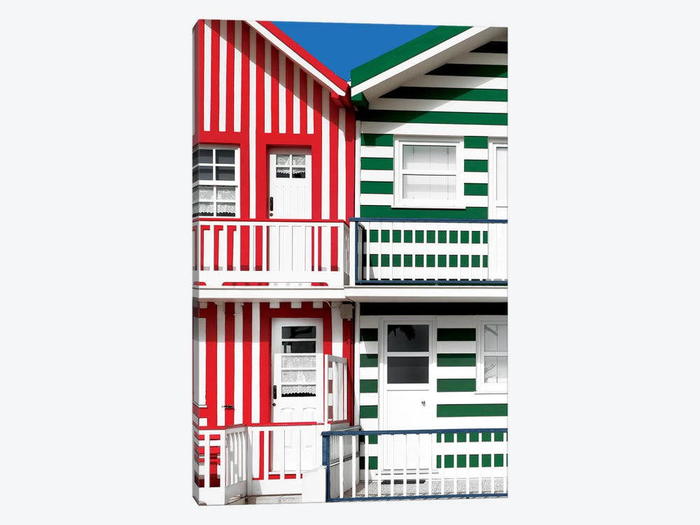 Two Striped Facade Red & Green by Philippe Hugonnard 1-piece Canvas Wall Art