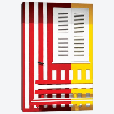 Colorful Facade with Red and Yellow Stripes Canvas Print #PHD614} by Philippe Hugonnard Canvas Wall Art