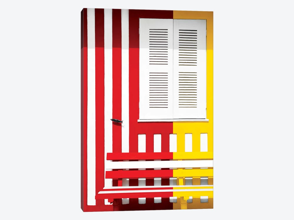 Colorful Facade with Red and Yellow Stripes by Philippe Hugonnard 1-piece Canvas Art Print