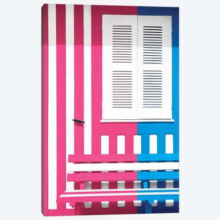 Colorful Facade with Pink and Blue Stripes Canvas Print #PHD615} by Philippe Hugonnard Canvas Wall Art