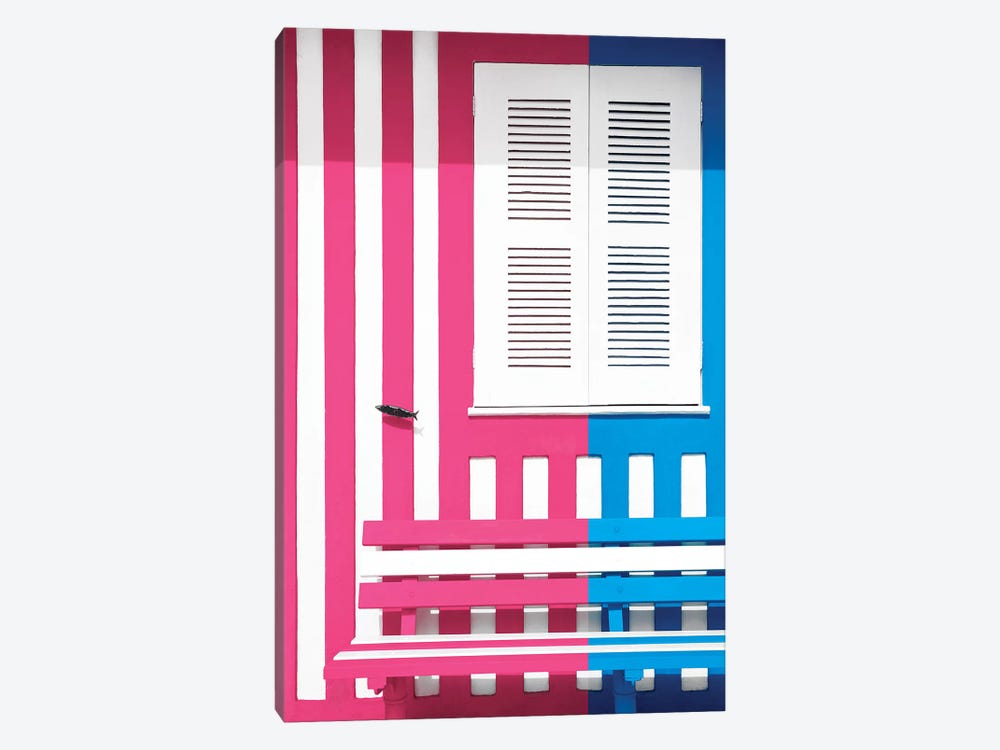 Colorful Facade with Pink and Blue Stripes by Philippe Hugonnard 1-piece Canvas Art