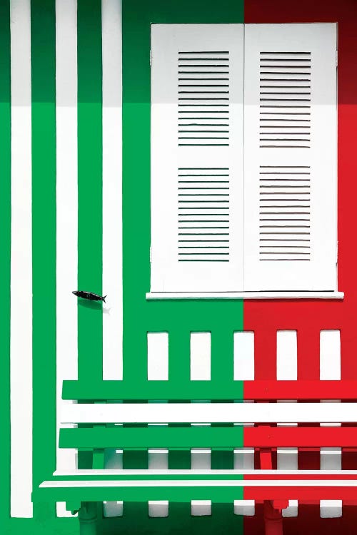 Colorful Facade with Green and Red Stripes