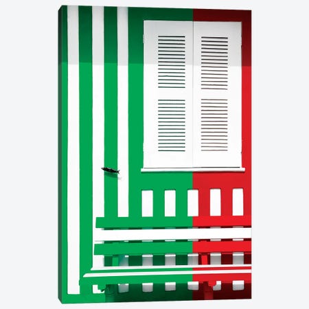 Colorful Facade with Green and Red Stripes Canvas Print #PHD616} by Philippe Hugonnard Canvas Artwork