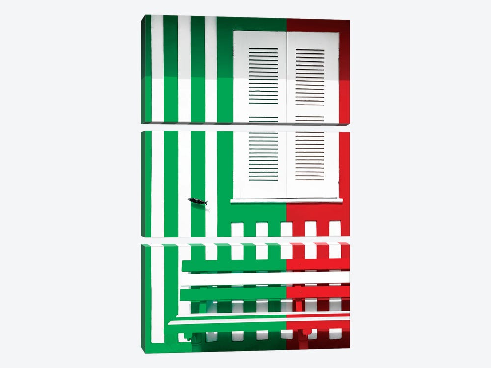 Colorful Facade with Green and Red Stripes by Philippe Hugonnard 3-piece Art Print