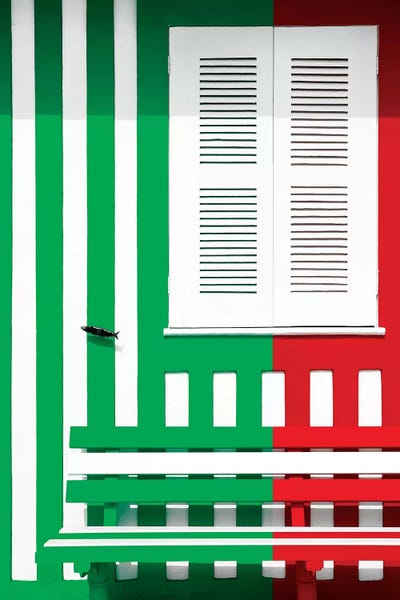 Color Pop Photography: Colorful Facade with Green and Red Stripes by Philippe Hugonnard