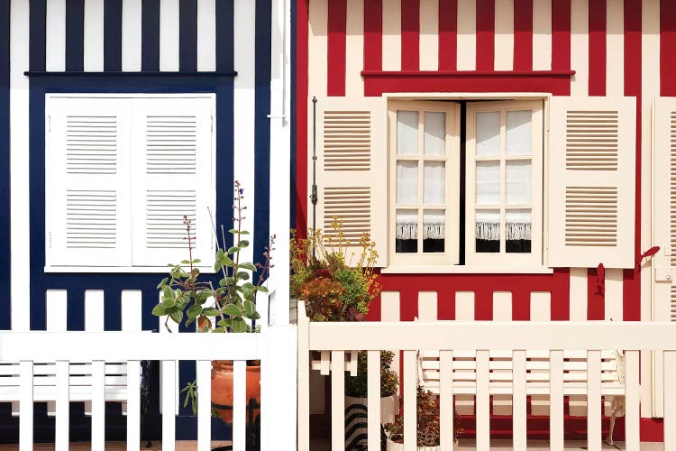 Facade of beach House with Colourful Stripes